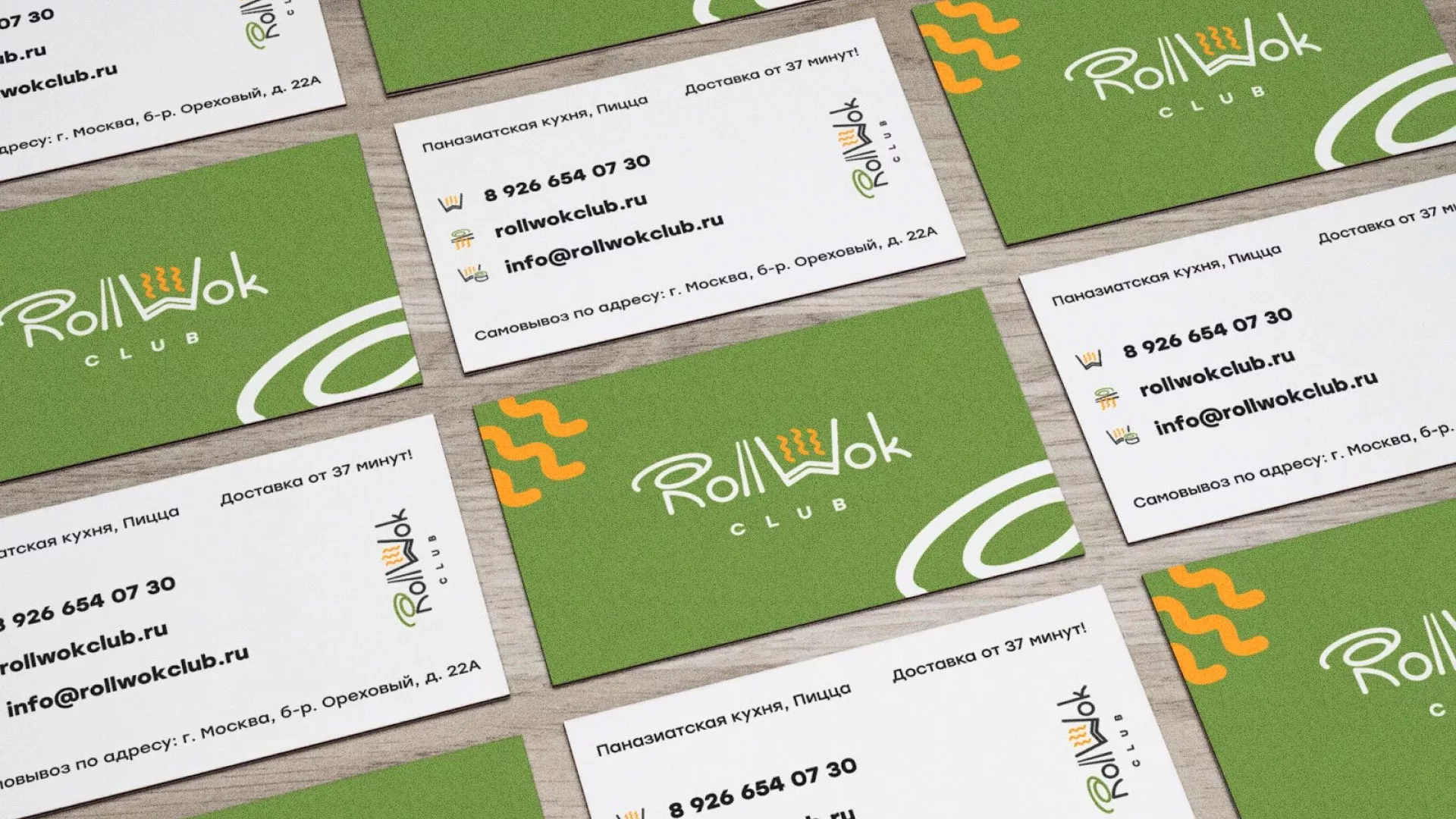 Разработка дизайна визиток суши-бара «Roll Wok Club» в Чулыме